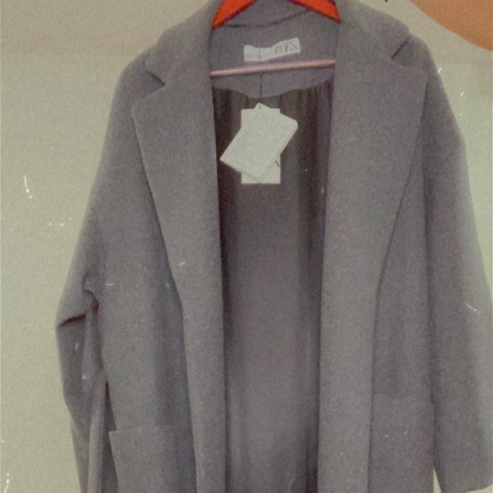 Brand New with Tags Zara Grey Long Belted Wool Coat